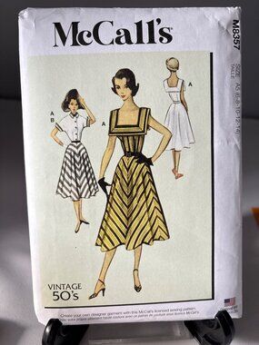 Vintage 50s McCalls Sewing Pattern M8357 Womens Dresses Size 6-8-10-12-14 Uncut